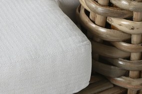 Sofa rotundă din rattan și lemn solid de mahon, cu perne albe, "Oasis"