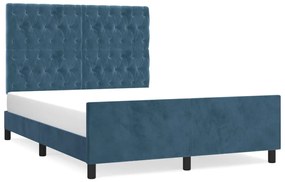 3125938 vidaXL Cadru de pat cu tăblie, albastru închis, 140x190 cm, catifea