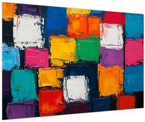 Tablou - Pictură cu pătrate colorate (90x60 cm)