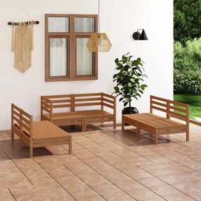 3082555 vidaXL Set mobilier de grădină, 6 piese, maro miere, lemn masiv de pin