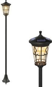 Outsunny Set de 2 Felinare Solare pentru Grădină cu Înălțime Reglabilă 2 Moduri de Intensitate IP44 Impermeabil pentru Terasă Curte Negru | Aosom Romania