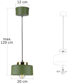 Lustră suspendată pe cablu IGNIA 1xE27/60W/230V verde/auriu