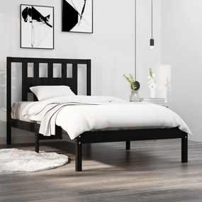 3104057 vidaXL Cadru de pat, 100x200 cm, negru, lemn masiv de pin