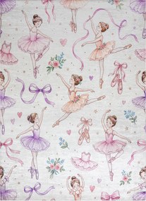 BAMBINO 61600 covor lavabil Balerina, pentru copii anti-alunecare - cremă / roz