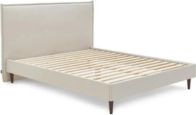 Pat matrimonial 160x200 cm bej tapițat cu somieră Sary – Bobochic Paris