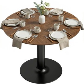 HOMCOM Masă rotundă pentru 6 persoane, masă de bucătărie cu blat generos și bază din oțel, Ø 110 x 78 cm, maro | Aosom Romania