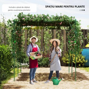 Outsunny Grilaj din oțel de introdus rezistent la rugină suport pentru plante cățărătoare spalier 223 x 223 x 223 cm arcadă pentru trandafiri Verde | Aosom Romania