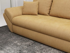 Canapea extensibilă dumonde cu ladă de depozitare si sezut confortabil din spuma high-density, Loana Zoom Mustar 250x100 cm