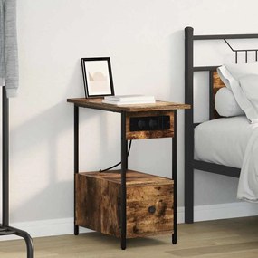 vidaXL Dulap de noapte Stejar afumat 60 x 30 x 61 cm Lemn compozit