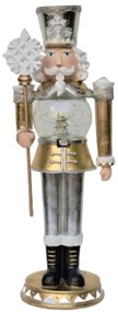 Figurina Spargator de Nuci cu glob LED Samuel 16x50cm, Auriu