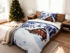 Lenjerie de pat 3D din microsaten WINTER CHALET, albă Dimensiune lenjerie de pat: 70 x 90 cm | 140 x 200 cm