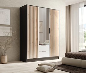 Dulap cu oglinzi, Neri, ADRK Furniture (Latime: 150 cm, Culoare: Grafit / Grafit)