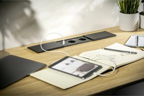 Priza incorporabila in blat Prestino GTV, 2 prize Schuko, USB A + C, HDMI, RJ45, alb, 310 x 100 mm Aluminiu  plastic, Alb, L:310 mm; l:100 mm; H:58