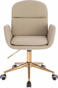 HR480K Scaun Crem  Piele Ecologica Premium Soft cu Bază Aurie