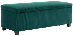 HOMCOM Banc de depozitare capăt de pat din catifea cotelată cu capac, pentru salon, cameră, intrare, 112 x 42 x 40 cm, verde | Aosom Romania