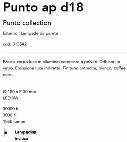 Aplica LED iluminat exterior ambiental Punto ap d18 negru