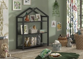 Bibliotecă în formă de Căsuță, Antracit, MDF – Dallas – Vipack