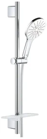 Set dus crom cu bara, para dus rotunda alba si furtun Grohe Rainshower Smartactive 130