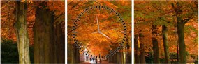 Tablou - Bulevardul de copaci în toamnă (cu ceas) (90x30 cm)