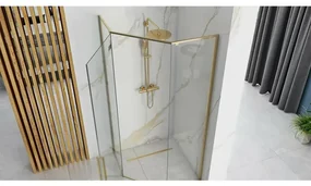 Cabina dus cu cadita de dus pentagonala si usa batanta Rea Diamond 90x90 auriu - negru