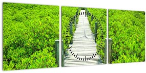 Tablou - poteca din lemn (cu ceas) (90x30 cm)