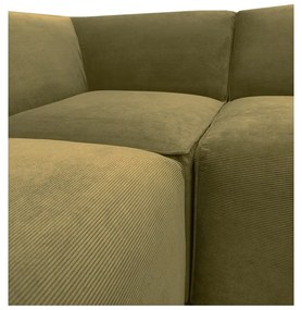 Colțar verde din catifea reiată (cu șezlong pe partea dreaptă) Sting - Scandic