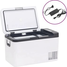 vidaXL Cutie frigorifică cu mâner și adaptor negru&alb 25 L PP și PE