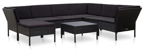 48953 vidaXL Set mobilier de grădină cu perne, 8 piese, negru, poliratan