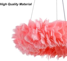 BRILAGI - Lustră LED pe cablu FEATHER 3xE27/40W/230V + 3xLED/3W diam. 50 cm roz