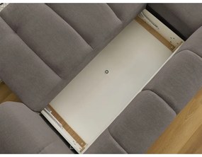 Colțar taupe extensibil/cu spațiu de depozitare (cu colț pe partea stângă/cu șezlong) Fuji – Bobochic Paris