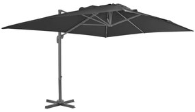 vidaXL Umbrelă în consolă cu stâlp din aluminiu, negru, 4x3 m
