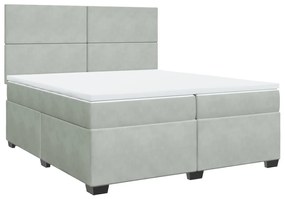 3290996 vidaXL Pat box spring cu saltea, gri deschis, 200x200 cm, catifea