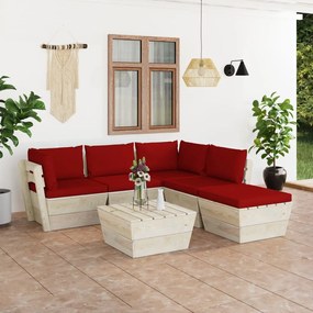 3063561 vidaXL Set mobilier grădină din paleți cu perne, 6 piese, lemn molid