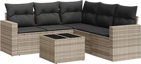 vidaXL Set canapele de grădină cu perne, 6 piese gri deschis poliratan