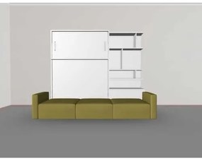Set pat rabatabil dublu cu canapea 3 locuri si biblioteca - royal simple bookcase set (150x200)
