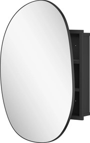 HOMCOM Dulap Baie cu Oglindă și 3 Rafturi, 61x12x79 cm, Formă Neregulată, Dulap Montabil pe Perete, Negru | Aosom Romania