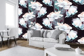 Fototapet - Ornament floral - turcuaz (254x184 cm)