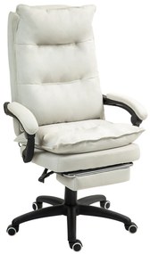 Vinsetto Scaun de birou cu funcție de masaj, Scaun de birou ergonomic cu funcție de rotație, înălțime reglabilă, din nailon, Crem | Aosom Romania