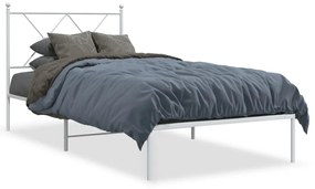 376543 vidaXL Cadru de pat metalic cu tăblie, alb, 90x190 cm