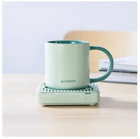 Ceasca ceramica pentru ceai si cafea Buydeem CD1018-CG, 350 ml, Fund plat, Scala de masurare interna, Verde