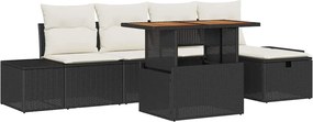 vidaXL Set de canapele pentru grădină 6 pcs Negru poliratan
