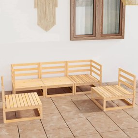 Set mobilier de gradina, 5 piese, lemn masiv de pin Maro, 1, nu
