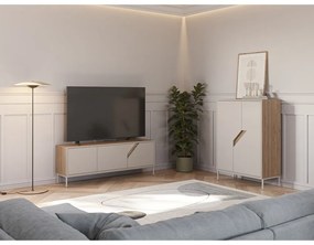 Comodă crem/în culoare naturală cu aspect de lemn de stejar 150x55x35 cm Lilou – Marckeric