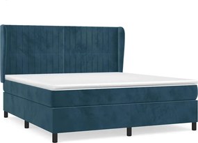 vidaXL Pat box spring cu saltea, albastru închis, 180x200 cm, catifea