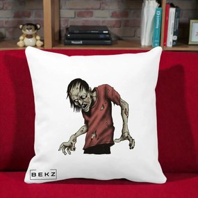 Perna Decorativa Halloween Zombie Infricosator, 40x40 cm, Alba Mata, Husa Detasabila, Perna Inclusa, BEKZ®
