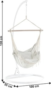 Fotoliu balansoar suspendabil, crem, OFRAME