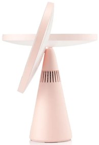 Smart Moon LED oglindă cosmetică iluminată, mărire 10x, lumină caldă / neutră / rece, luminozitate reglabilă, difuzor Bluetooth, roz