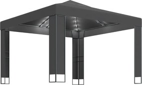 vidaXL Pavilion cu acoperiș dublu & lumini LED, antracit, 3x3 m