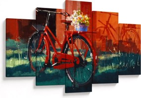 Tablou - Bicicleta roșie, pictură acrilică (150x105 cm)