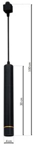 Lustră LED pe cablu pentru sistem pe șine TRACK PENDANT LED/3W/230V negru